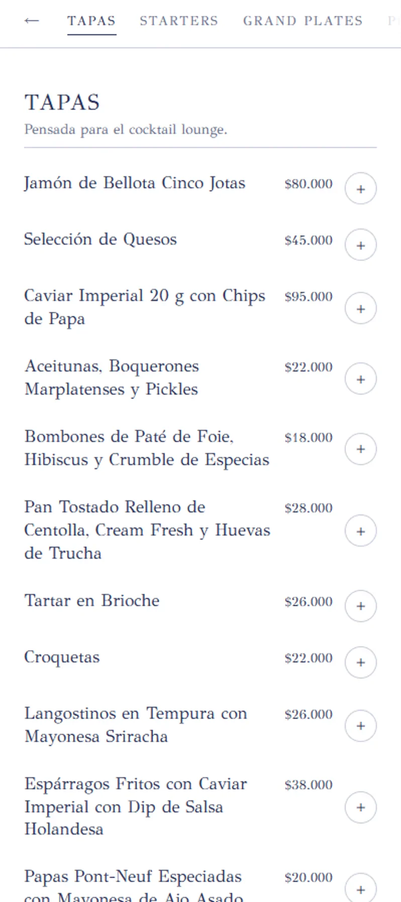 The Presencia menu on a phone