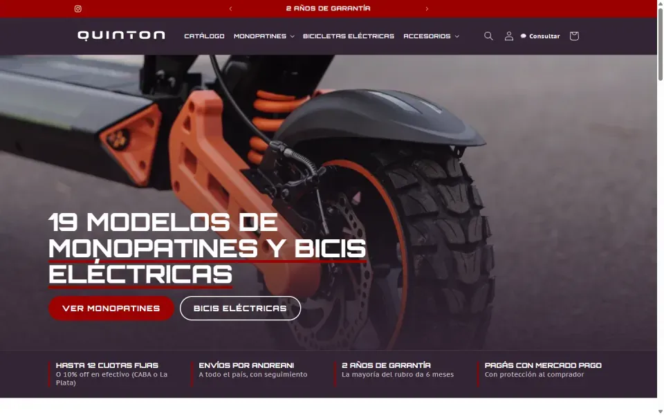 The Quinton store home page